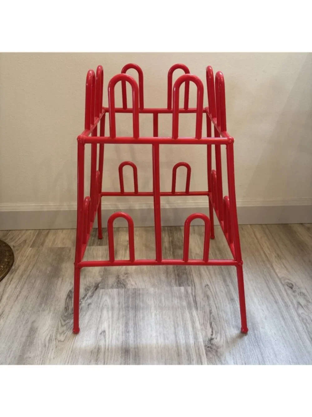 Vtg Yaffa Shoe Rack Closet Organizer Basic Line Red Plastic USA Holds 8 Pairs